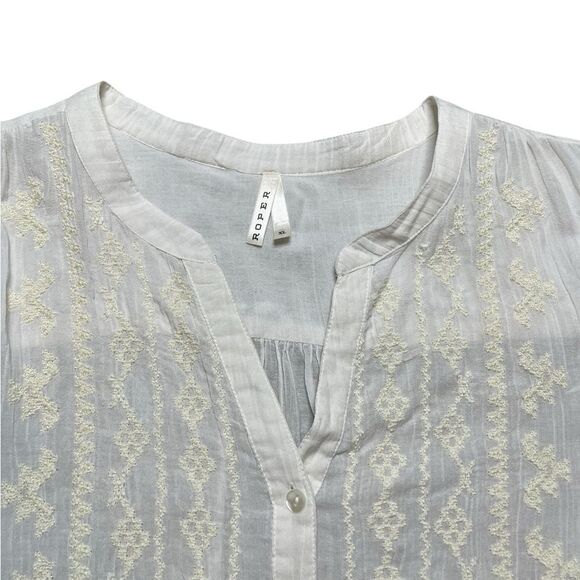 ROPER White Embroidered Women's Top Size XL - Picture 3 of 8